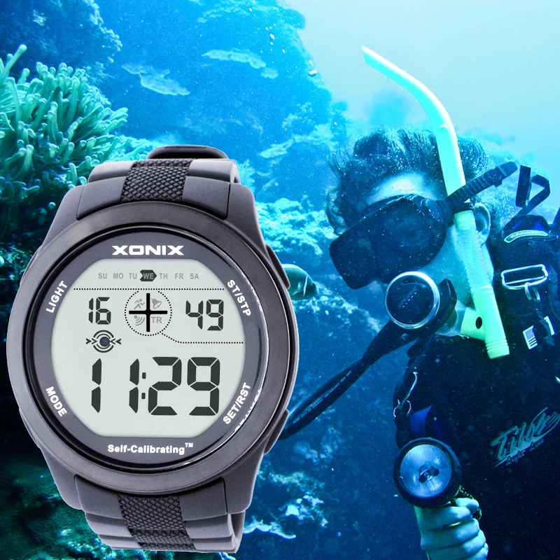 Professional Diving Watch 100M Waterproof Men's Digital Sport Wristwatch Stopwatch Fishing Equipment relogio masculino Watches expensive digital watches