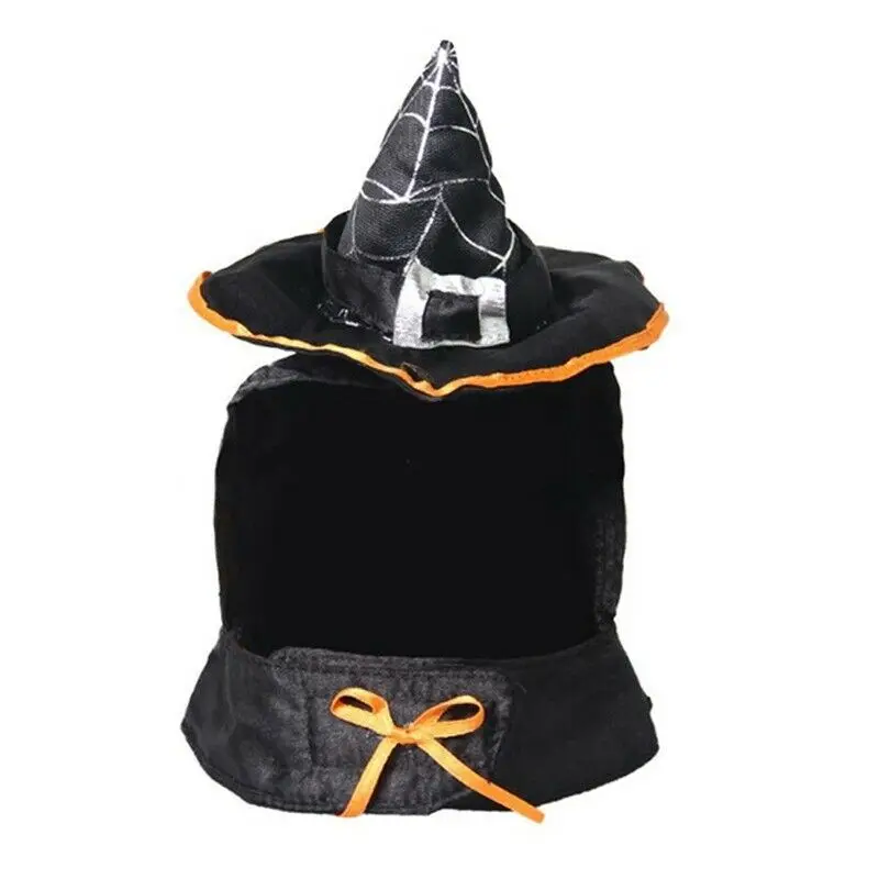 Black Cat Halloween magic wizards Costumes Pet Dog Cosplay Funny Clothing Cat Supplies Small Dog Halloween Witch Hat Wizard Cap - Цвет: Black