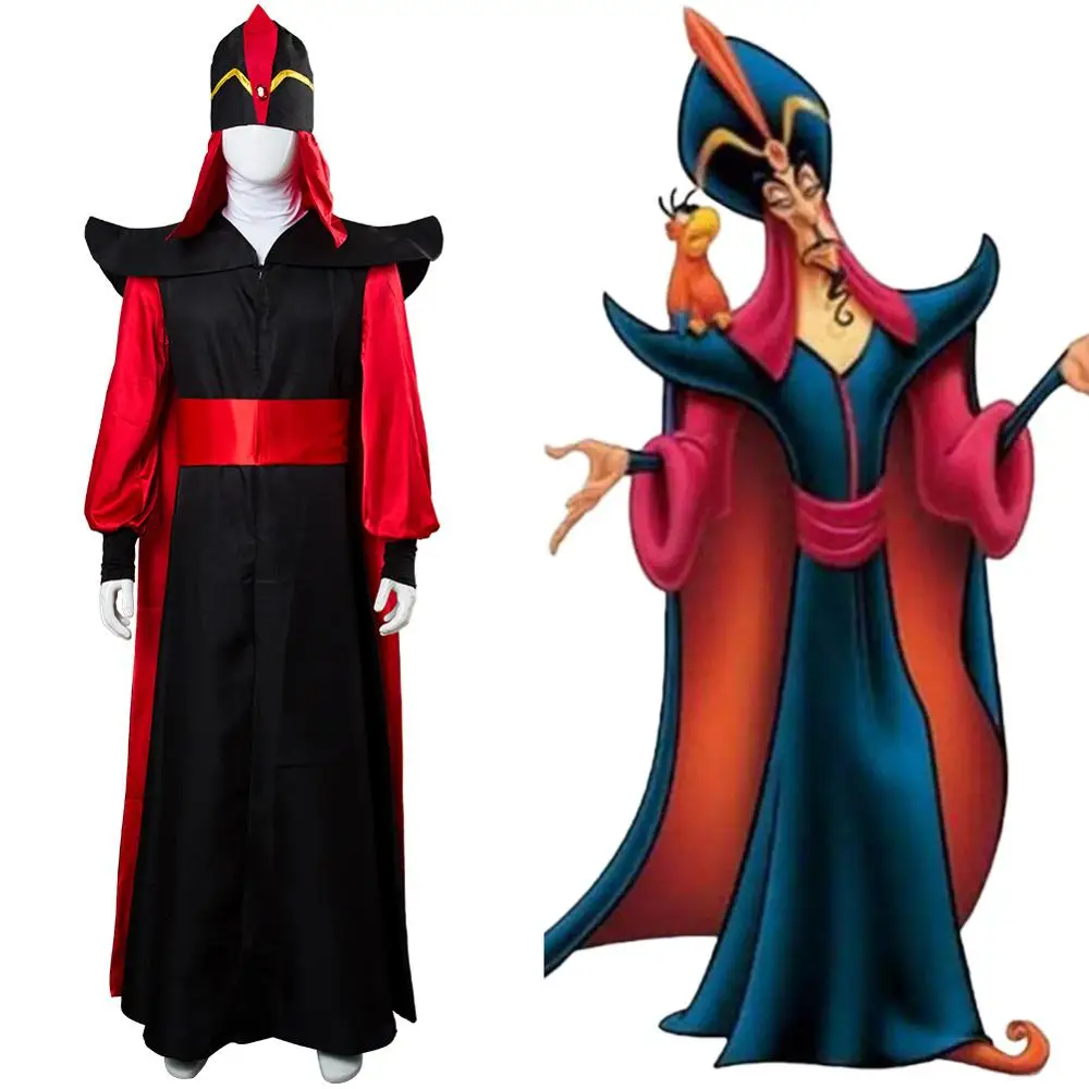 optie mode wetenschapper Cosplay Aladdin Jafar Costume Cape Full Suit Halloween Party Adult Costume  - Cosplay Costumes - AliExpress