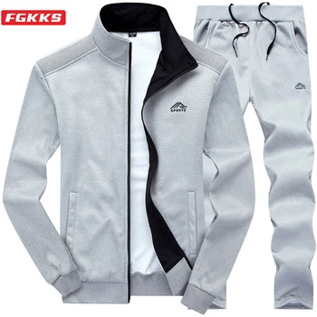 

FGKKS Brand Men Set Tracksuit Slim Fit Stand Collar 2020 Spring Men's Sportswear Fashion Long Sleeve Tracksuit Male Sets