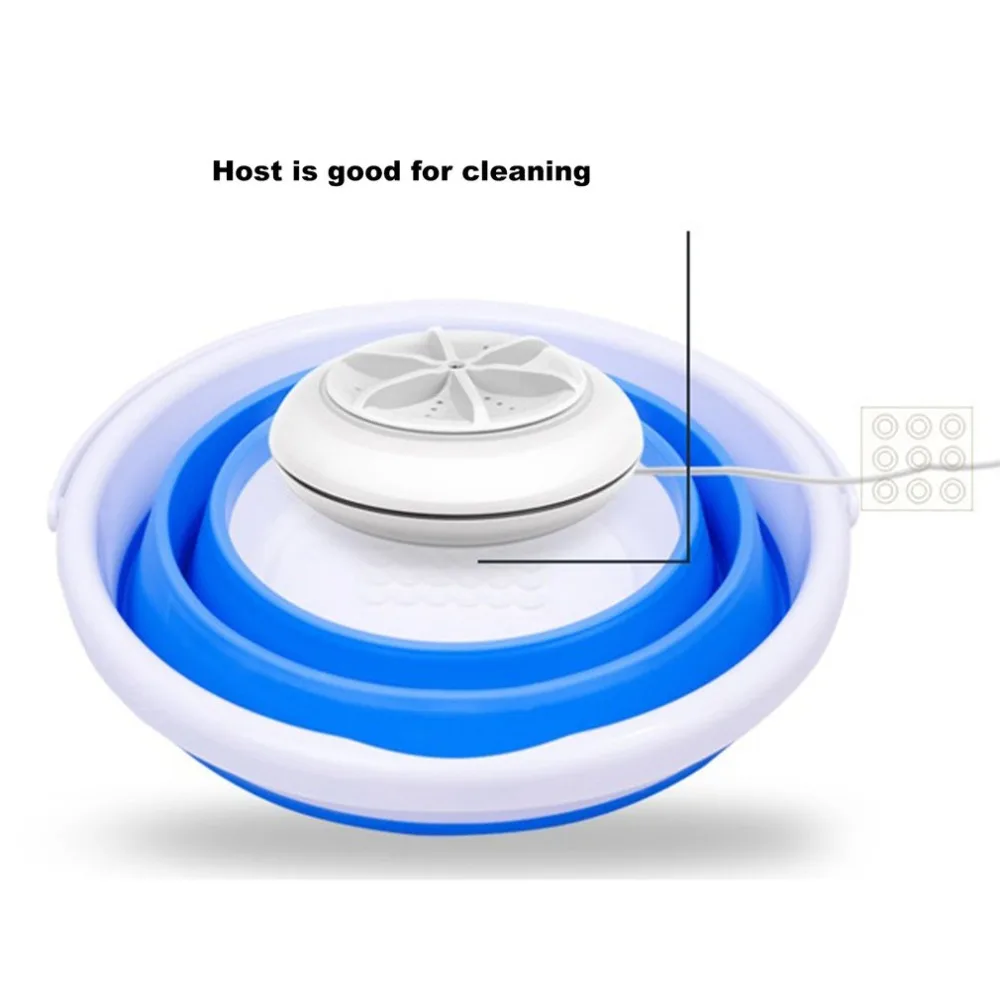  Mini Portable Ultrasonic Turbine Washing Machine Foldable Bucket Type USB Laundry Clothes Washer Cl