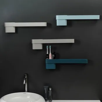

Bathroom Strip Shelf With Suction Cup Free Punching Bathroom Wall Mounted Type Sundries Storage Rack With Towel Rack