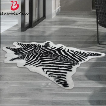 

Bubble Kiss Acrylic Modern Design Zebra Fluffy Rugs Creative Animal Imitation Leather Fur Rug and Carpets for Bedroom Home Decor