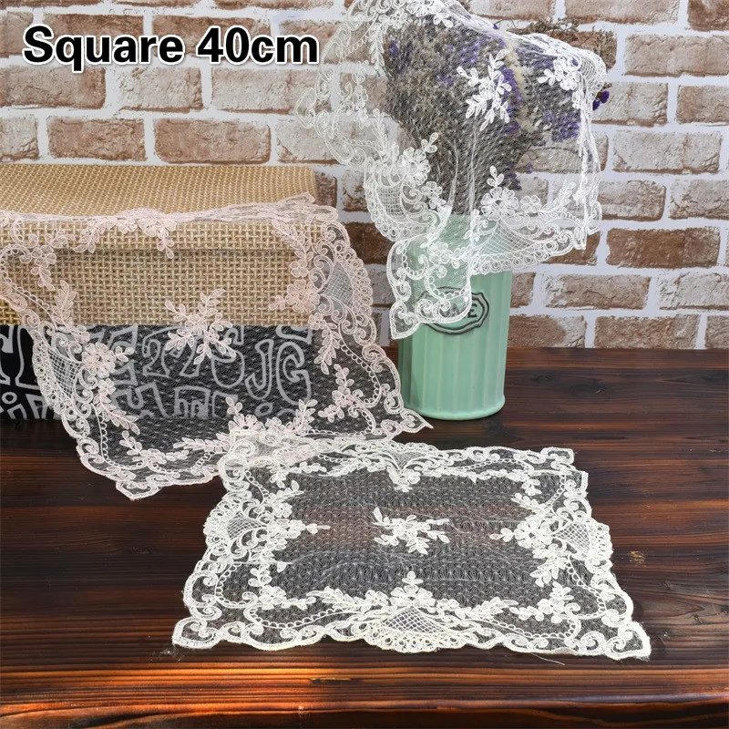 

Exquisite Embroidery Rustic Style Placemat Coaster Furniture Electrical Dust Cloth Balcony Coffee Table Mat Christmas Decoration
