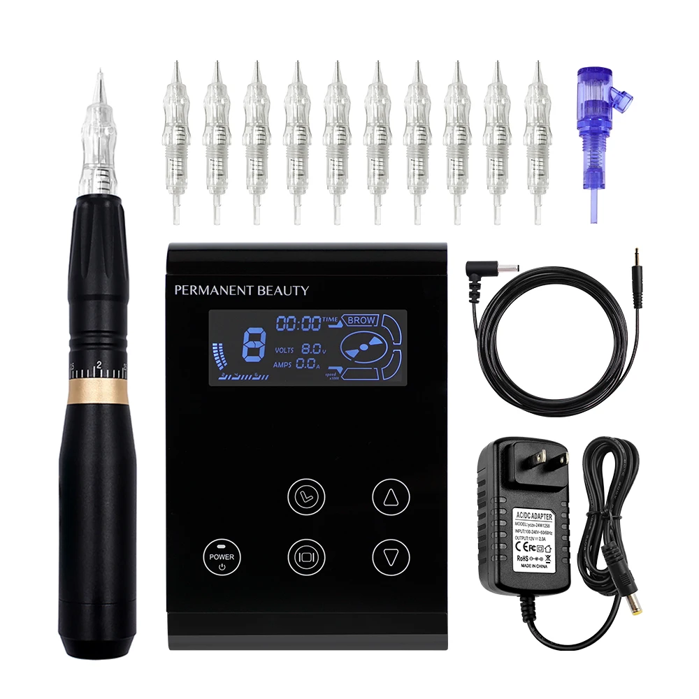 Photo Product Permanent Makeup Tattoo Machine Microblading Kits Black Touch Screen Tattoo Power Supply PMU Machine Eyebrows Eyeliner Lips