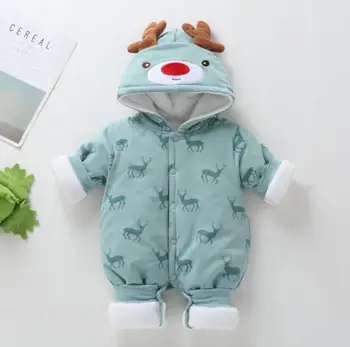 

Autumn and winter plus cotton fawn print baby jumpsuit