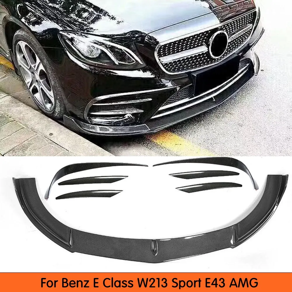Для Benz W213 Sport E-class E200 E260 E300- углеродное волокно передний бампер спойлер подбородок защита с разветвителем