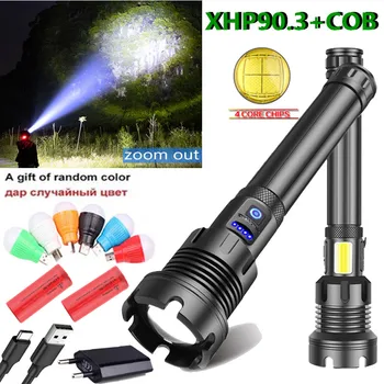 

XHP90.3 LED flashlight led display torch use 18650 26650 suitable for outdoor xhp70 COB 7 modes powerful flash light Camping