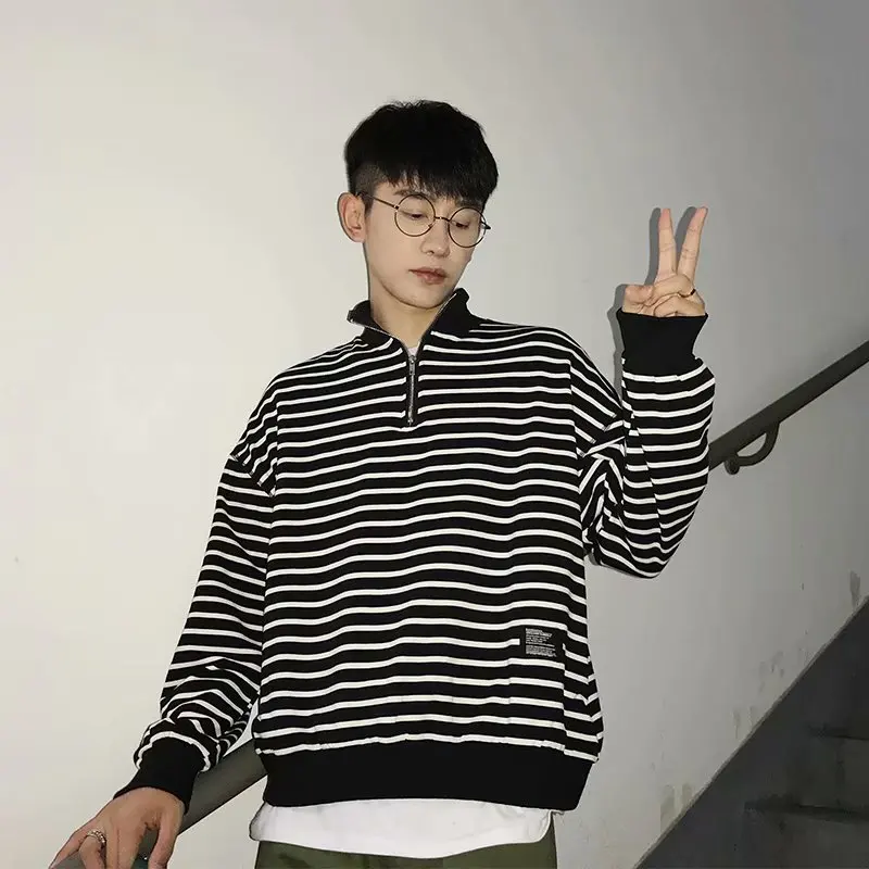 Осенняя одежда Ulzzang толстовка мужская корейский стиль тренд Гонконг стиль BF хип хоп полосы INS супер огонь пары студентов пальто