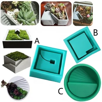 

4 Style Flower Pot Silicone Concrete Molds Cement Succulent Plant Potted Mold Manual Resin Clay Craft Fondant Cake Decorating