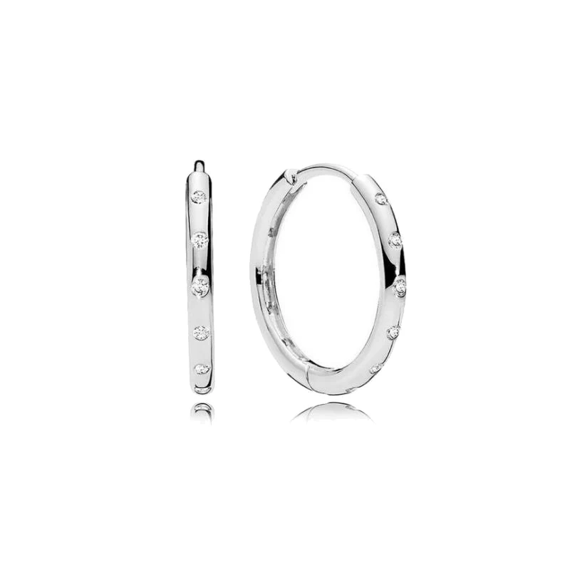 

Free Shipping Real 925 Sterling Silver Earring Round Water Drop Shining Earrings For Women Wedding Gift Fashion Jewelry