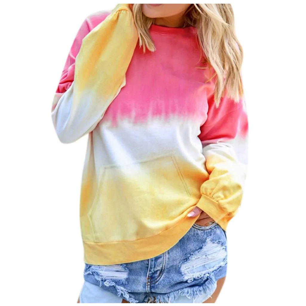 Уличная Футболка с принтом Tie Dye, женская футболка с длинным рукавом, женская одежда, Повседневная футболка, топы, Poleras Mujer De Moda