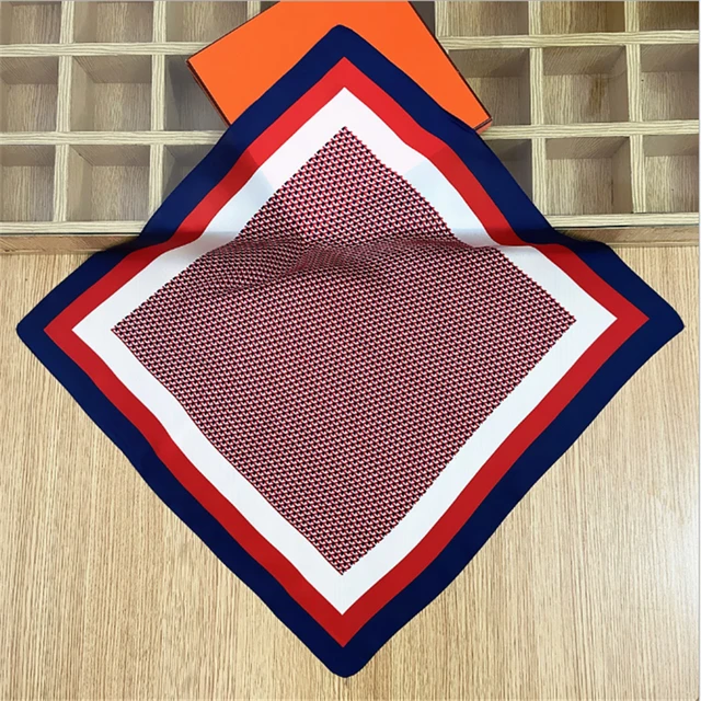2021 summer square 33 color silk scarf fashion print ladies luxury hair band turban handkerchief head female beach shawl ML15 13
