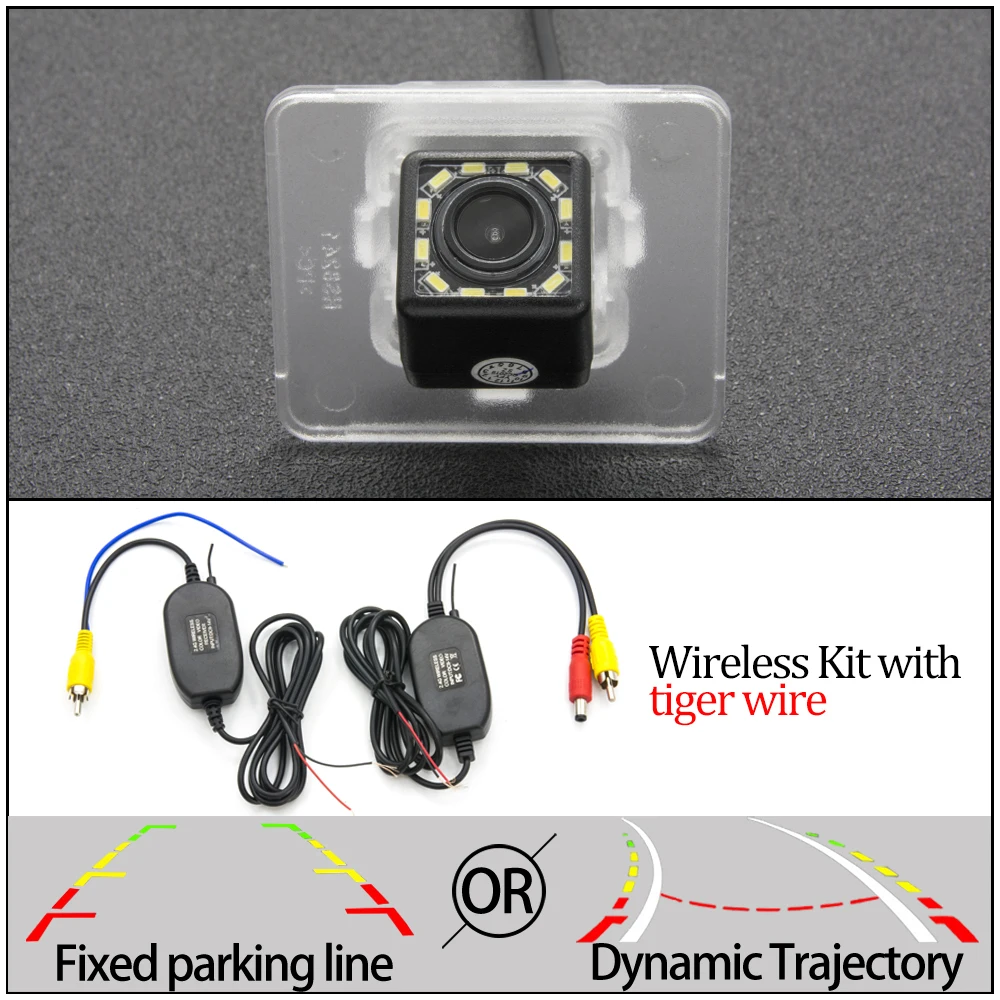 Фиксированная или динамическая траектория Автомобильная камера заднего вида для Kia Optima K5 2012 2013 Автомобильная обратная резервная принадлежности для парковки - Название цвета: 12LED And Wireless
