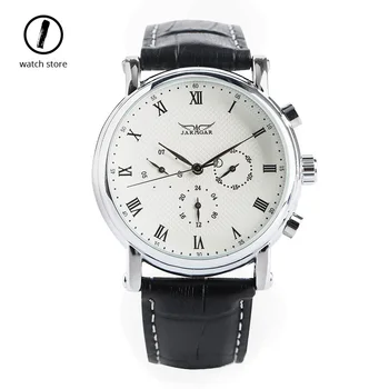 

JARAGAR Luxury Brand Mechanical Men's Watches Automatic Calendar 24 Hours Leather Bracelet Male Business Dress Wrist Watches Hot