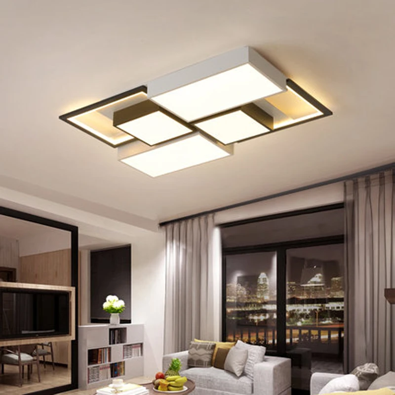 LED ceiling lamp simple modern home living room rectangular ceiling lamp bedroom room remote control lamp