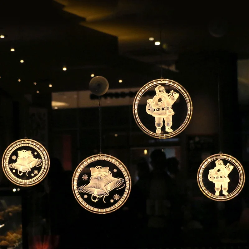 

1pcs Christmas Santa Claus Elk Bell LED Fairy Lights Ornaments Navidad 2019 Christmas Decorations for Home New Year Xmas12