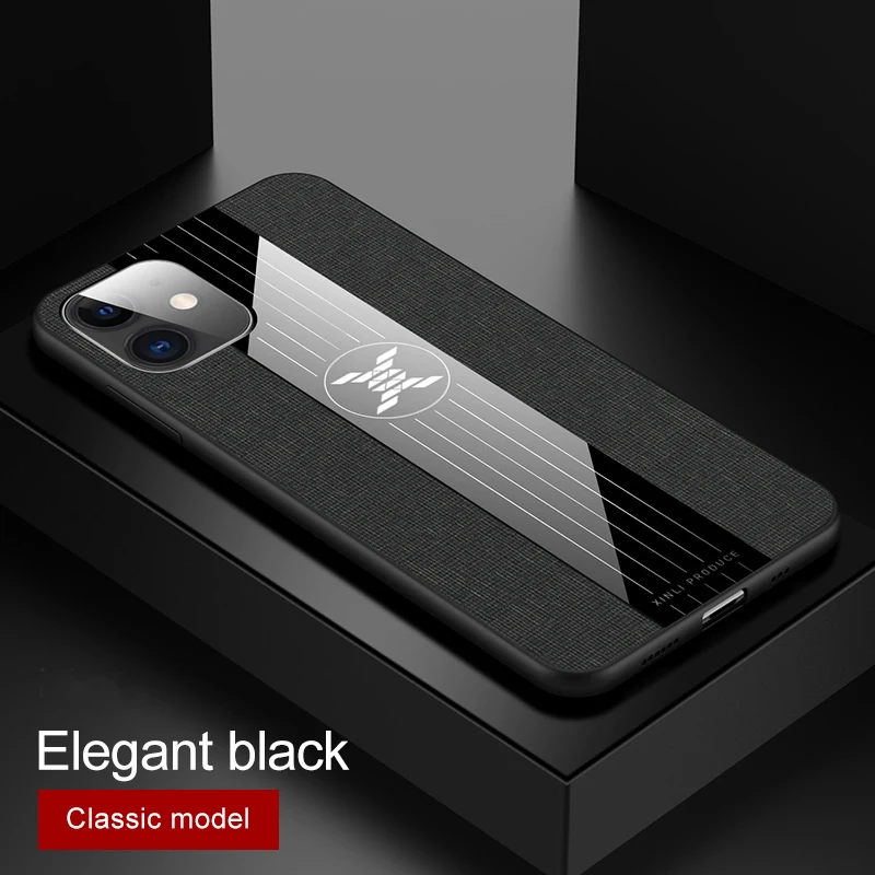 Black Роскошный тканевый стеклянный силиконовый чехол для iPhone 6, 6s, 7, 8 Plus, 11 Pro, XS, Max, бизнес-чехол с магнитным кольцом для пальца, автомобильная подставка - Цвет: Black