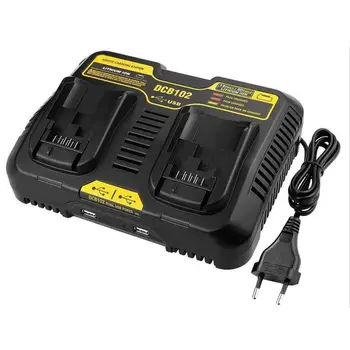 

10.8V-20V Dual USB Lithium Li-Ion Universal Rechargeable Battery Charger Pack Power Tool For Dewalt DCB102 Charging Station