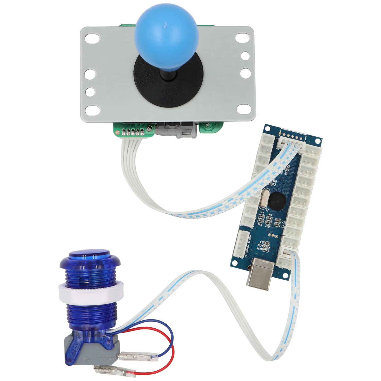 SJ@JX 2 Player Arcade Game Stick DIY Kit Button LED 8 Way Joystick USB Encoder Cable Controller for MAME Raspberry Pi
