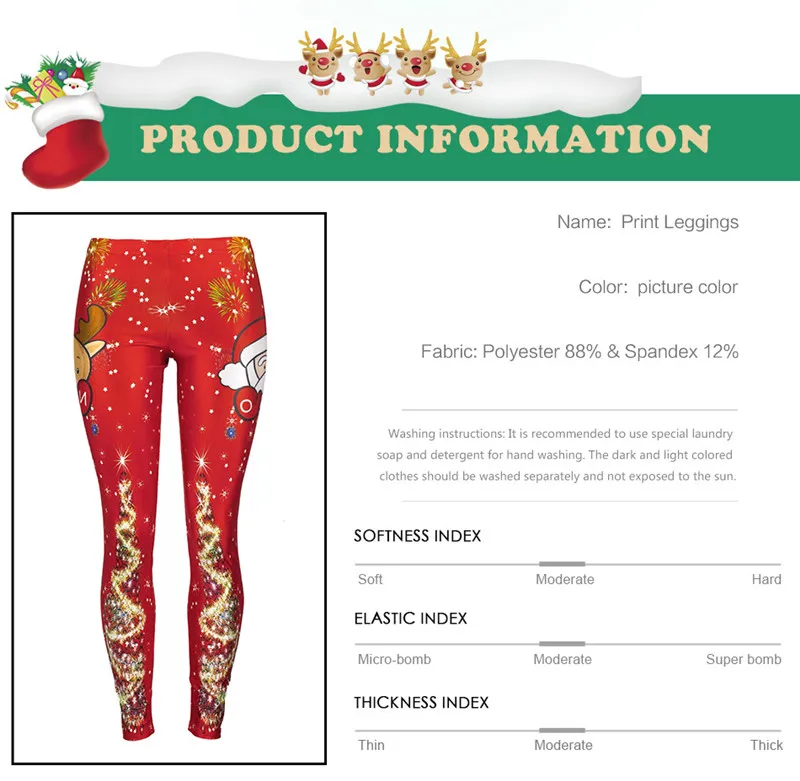 Женская сексуальная Рождественская 3D печать красные Подвязки Леггинсы брюки костюм с принтом Санта Клауса и лося брюки для косплея
