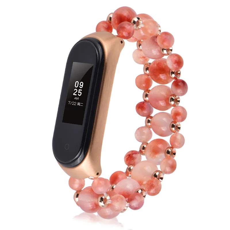 Модные ювелирные украшения браслет из агата для Xiaomi Mi Band 5 4 3 ремешок смарт часов