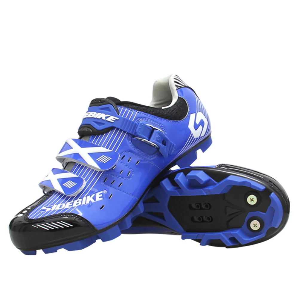 Sidebike cycling shoes MTB bicycle profession riding lock shoes Wear-resistant antiskid Breathable Multi-color optional - Color: blue black