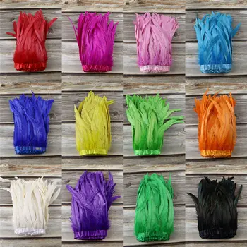 

25-30cm Multiple Color Rooster Tail Trim Coque Feather Trimming fringe For Crafts Dress Skirt Sewing Carnival Costumes Plumes