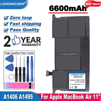 

6600mAh A1406 A1495 Laptop Battery for Apple MacBook Air 11" A1370 Mid 2011 & A1465 (2012-2015) A1406 A1495 Batteries+Free Tools