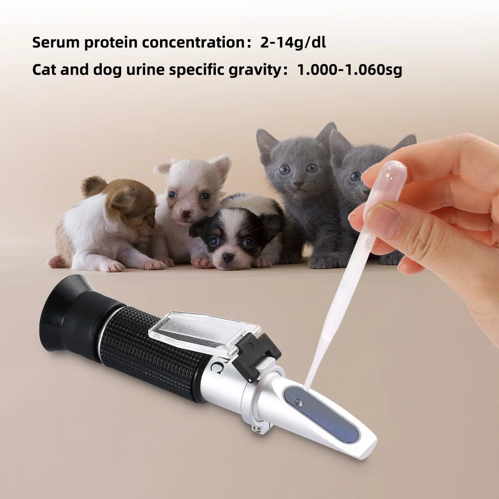 Animal Pet Refractometer Dogs Cats Urine Specific Gravity Clinical Serum Plasma Protein Hemoglobin Tester Veterinarians Tools