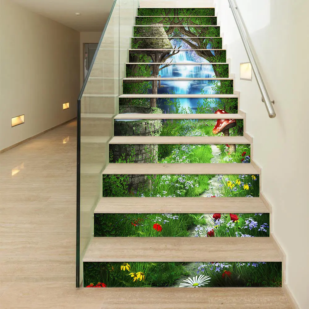 

13pcs/set 3D Landscape DIY Stair Stickers Waterproof Self-adhesive Removable Wall Floor Stickers PVC Home Decoraction Home Decor