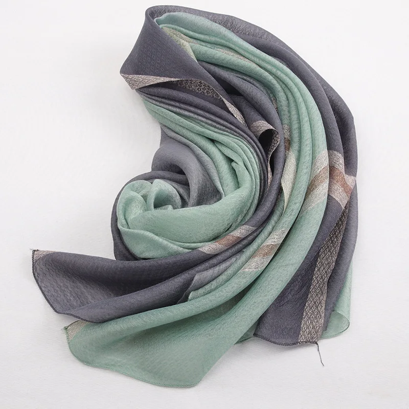 

Diwish High Quality Gradient Fashion Silk Scarf Winter Long Women Head Scarves Striped Shawl Purl Holiday Headkerchief