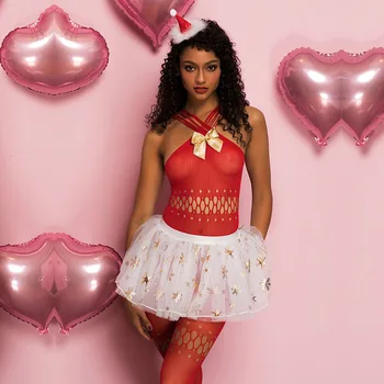 JSY Sexy Cosplay Lingerie Set Christmas Girl Uniform Bodysuit Erotic Skirt Catsuit Costumes Sex Role Play Club Nightwear Outfits 4