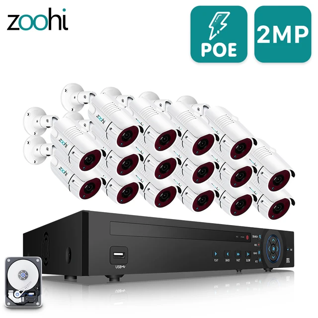 $US $1.027.08 Zoohi 1080P 16CH Outdoor CCTV Camera Security System Kit Video Surveillance Kit Security Camera System POE Camera System IP66