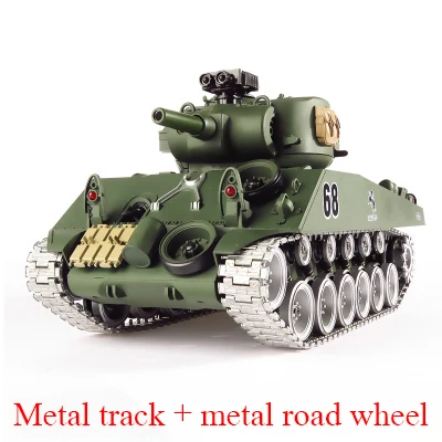 1/20 2,4G rc Танк США Шерман M4A3 Танк 15 каналов Тактический основной автомобиль военный боевой танк Модель со стрельбой детские игрушки - Цвет: Metal version