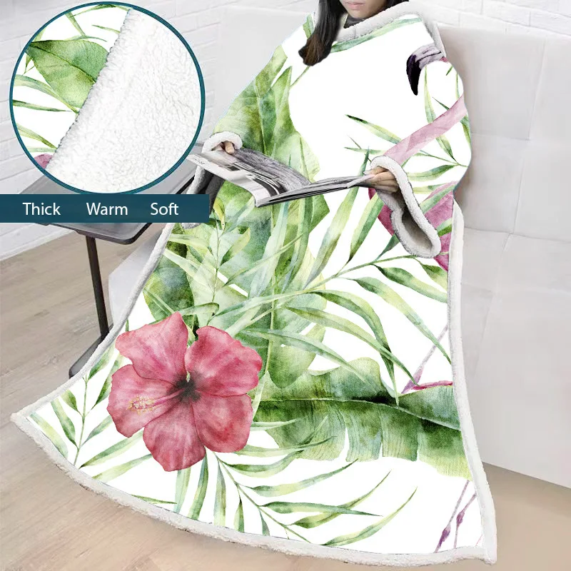 Одеяло с рукавами с 3D принтом фламинго для взрослых микрофибра шерпа флисовый диван одеяло Открытый плюш Коралл Манта Прямая поставка - Цвет: color15