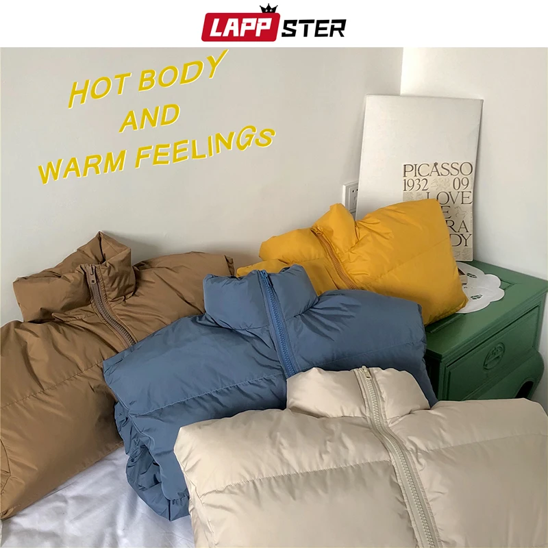 LAPPSTER Men Harajuku Colorful Bubble Coat Winter Jacket 2021 Mens Streetwear Hip Hop Parka Korean Black Clothes Puffer Jackets