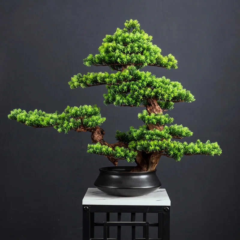 

Home Dector Simulated Welcome Pine Bonsai Decoration Living Room Desktop Decoration Fake Tree Artificial Plants Ornaments Potted