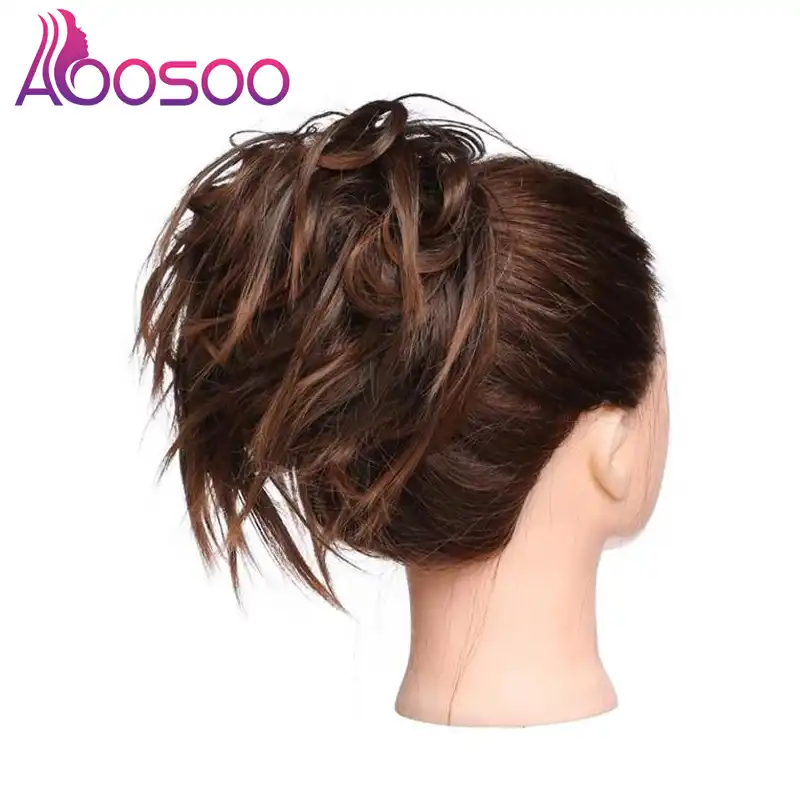 Aoosoo 1 Piece Synthetic Scrunchie Donut Tousled Flexible Hair Bun