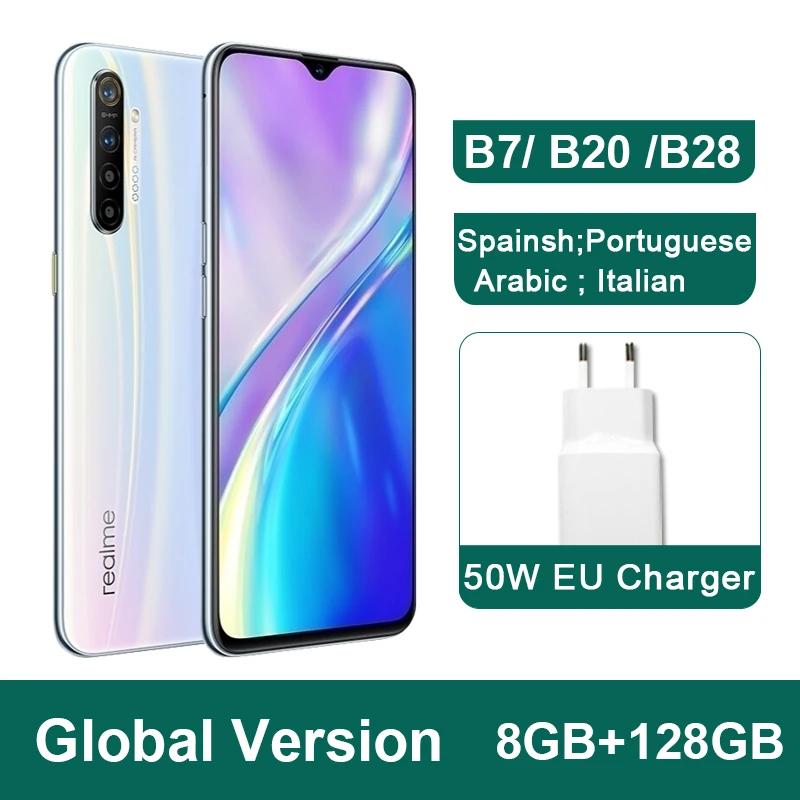 Глобальная версия CN версия realme X2 X 2 Мобильный телефон Snapdragon 730G 64MP Quad камера 6,4 ''телефон nfc VOOC 30W FastCharger - Цвет: Global 8G128G White