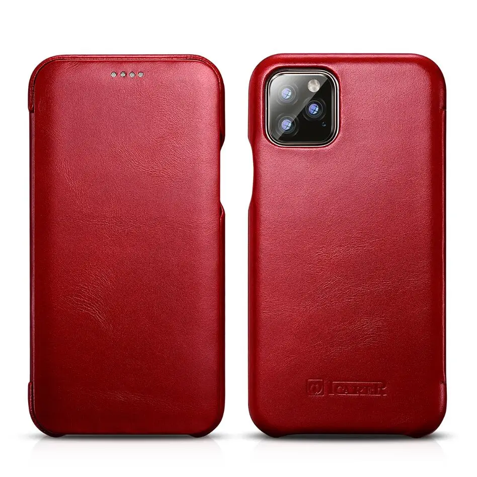 ICarer Роскошный кожаный флип-чехол для iPhone 11 Pro Max 5,8 6,1 6,5 XS XR чехол из натуральной кожи - Цвет: red