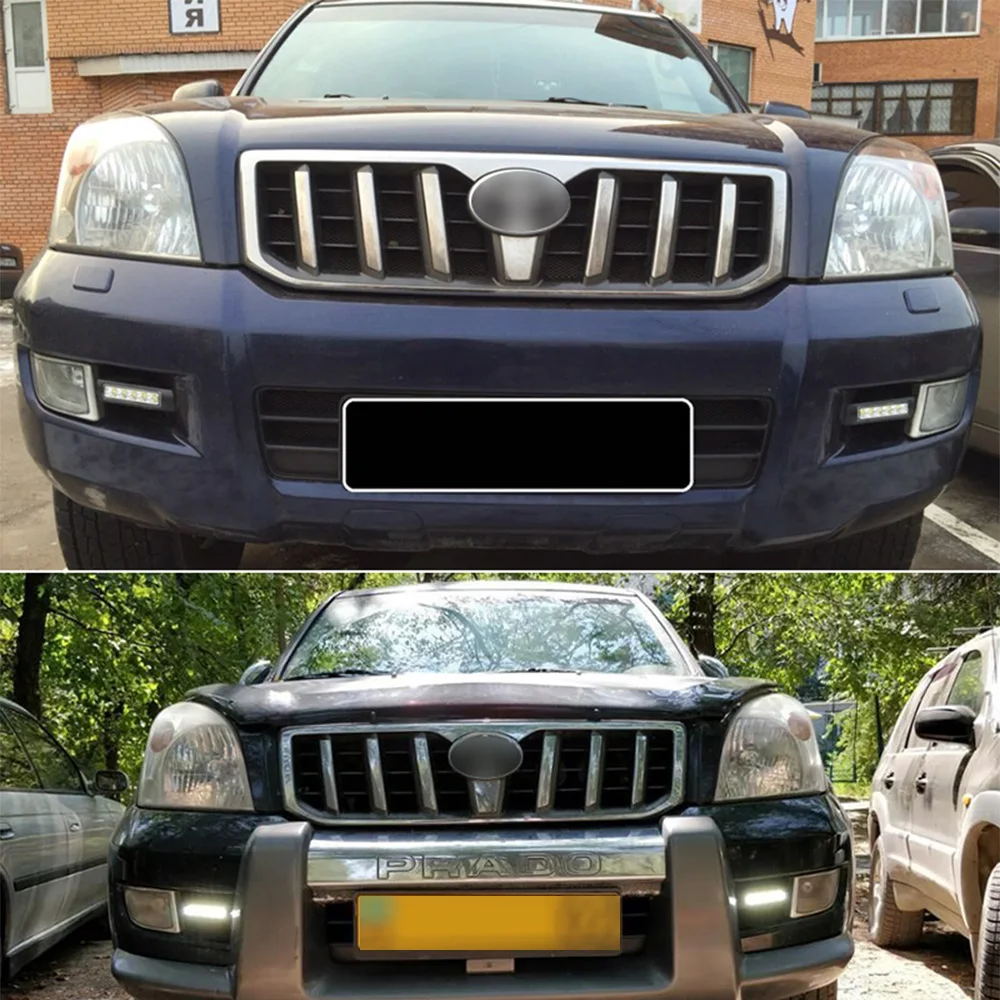 Автомобильный светодиодный фонарь дневного света для автомобиля Специальный Toyota Land Cruiser Prado 120 GRJ120 TRJ120 FJ120 2003-2009 Замена отверстия противотуманной фары