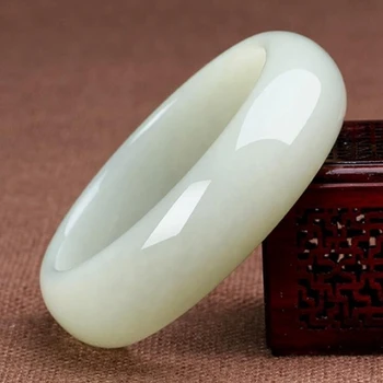 

Zheru Jewelry Hetian Jade 54-64mm White Bracelet Elegant Princess Jewelry Gift Best Mother for Girlfriend