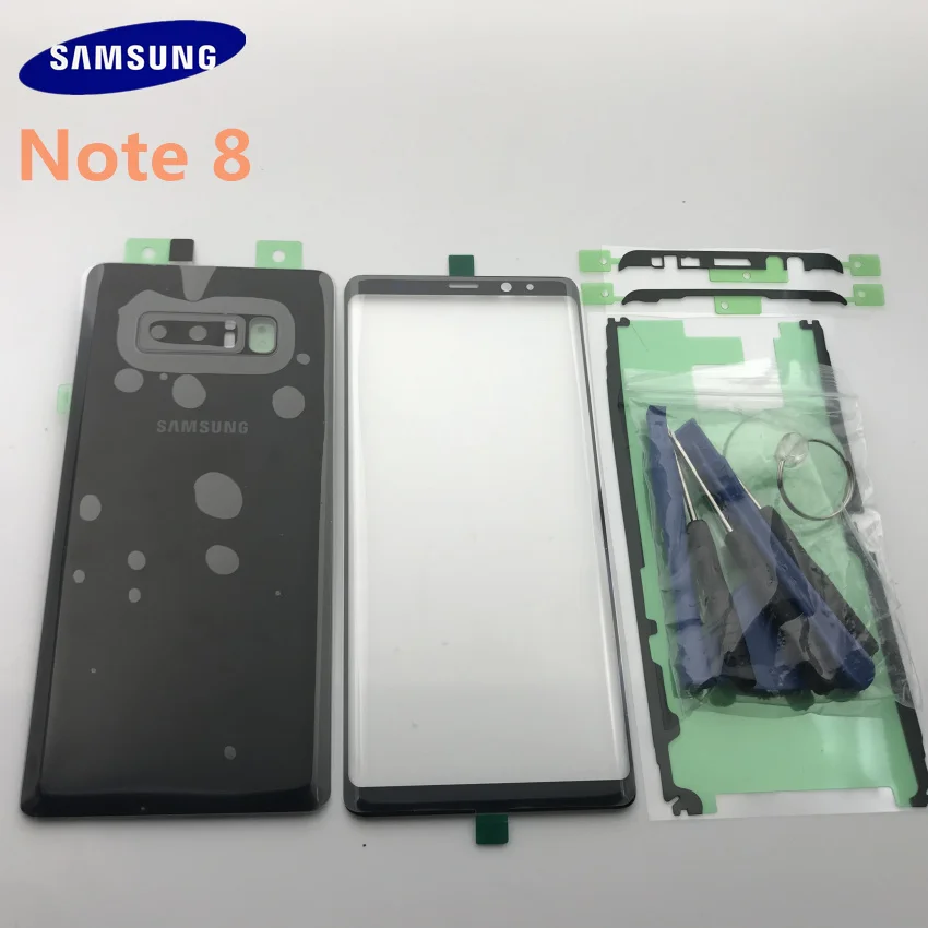 samsung Galaxy NOTE 8, N950, N950F, Задняя стеклянная крышка, задняя крышка, крышка для батареи, дверь с объективом камеры+ Переднее стекло с сенсорным экраном