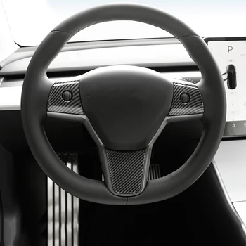 

Car Dry Carbon Fiber Steering Wheel Decorative Stickers for Tesla Model 3 2018 2019 Auto Interior Protect Decors Car Accessories