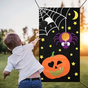 

Halloween Bean Bag Toss Games Pumpkin Spider Web Bean Bag Toss Game with 3 Bean Bags Party Games Halloween Games for Kids Party