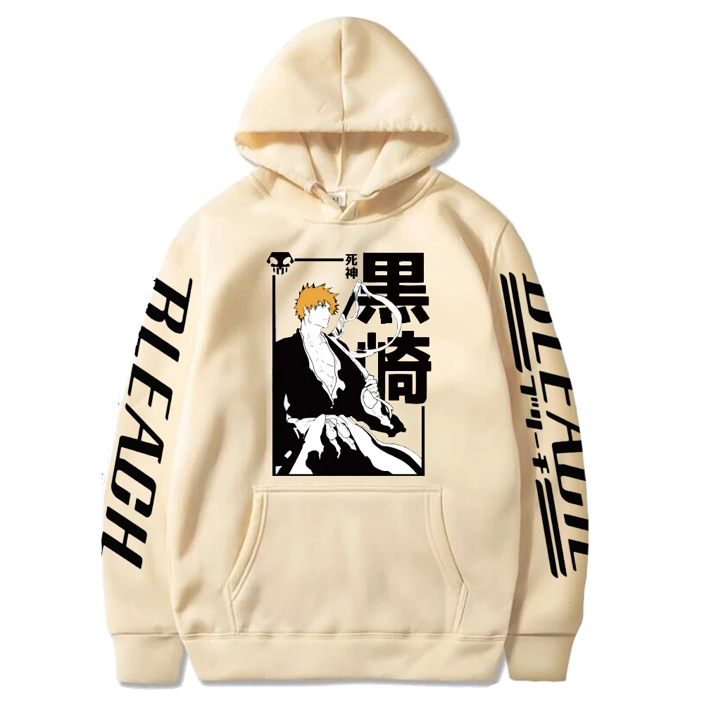 Bleach Anime Hoodie Kurosaki Ichigo Printed Hoodie Sweatshirts Men and Women Casual Sport Pullover Tops