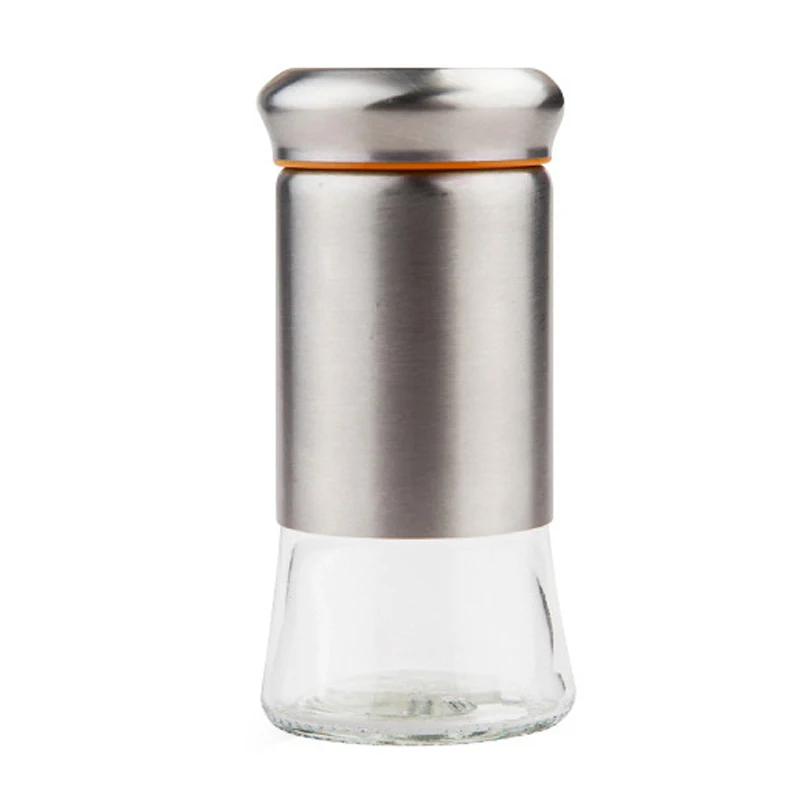 

1pcs Glass Seasoning Bottle Silver Cover Pepper Bottle Cumin Spice Pot Barbecue Salt Bottle Storage Stainless Steel Set Kitchen