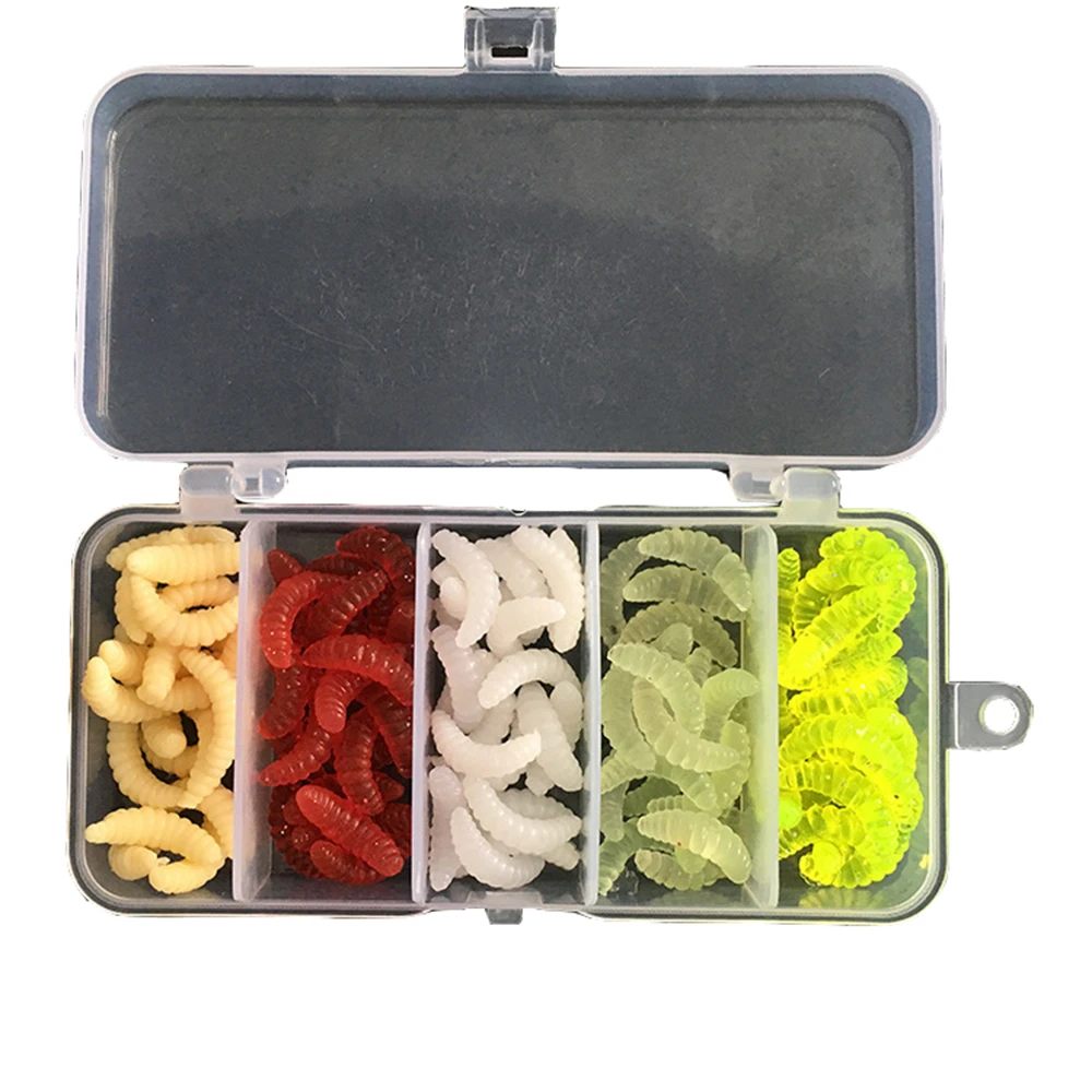 

Outdoors 125Pcs Fishing Worms Lures Hand Pole Bait Fishing Lure Soft Bread Bug Bionic Grubs Trout Lure Fishing Accessories