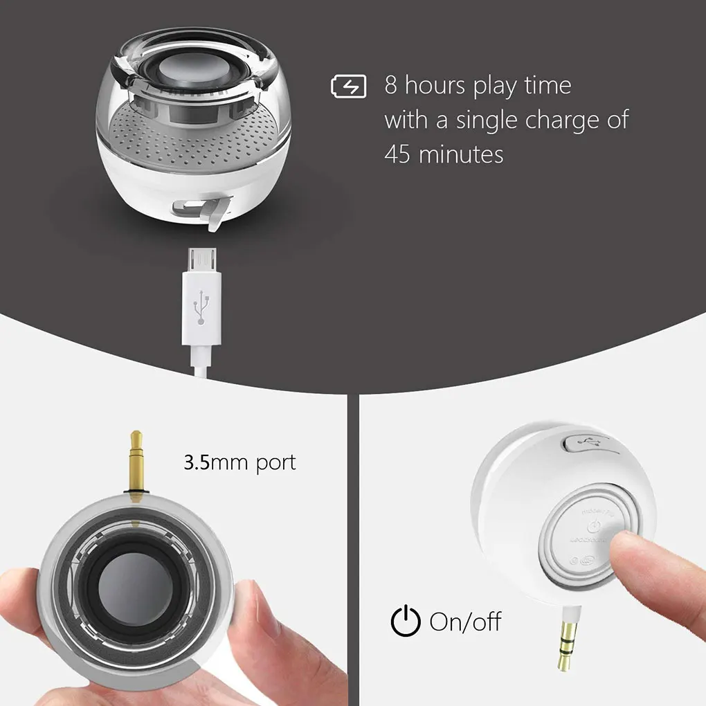 Mini Alto-falante Portátil sem Fio com ou mm Aux Tomada de Áudio Cristal Hi-fi 3d para Smartphone e Tablet - Image 4